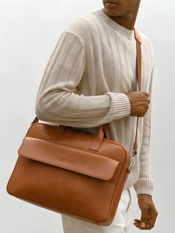 NEGOTIA Leather Laptop bag 'Orden' in Brown: front
