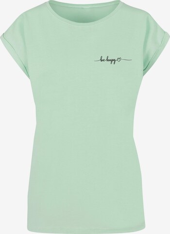 Merchcode Shirt 'Be Happy' in Groen: voorkant