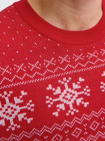 JACK & JONES Svetr 'JJXMAS ANDREW' – červená
