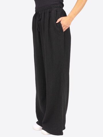 Wide Leg Pantalon ' AYANA MUSSELIN ' Seasons of April en noir