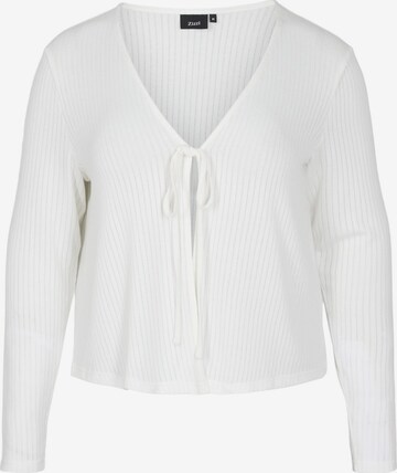 Zizzi Knit Cardigan in White: front