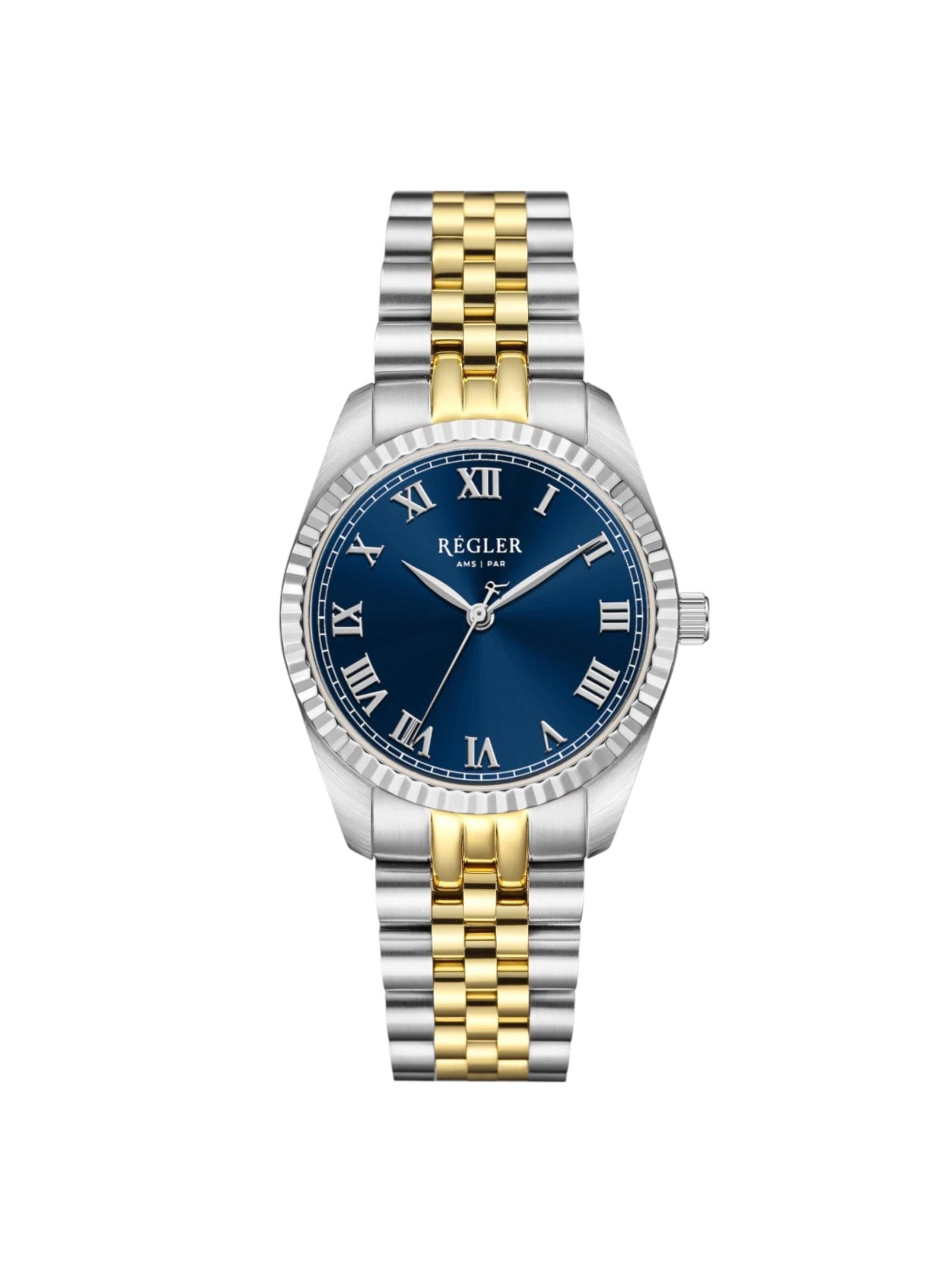 Régler Zegarek analogowy 'Régler Infinité Steel Bicolor Silver/Gold - Blue' w kolorze srebrny: przód