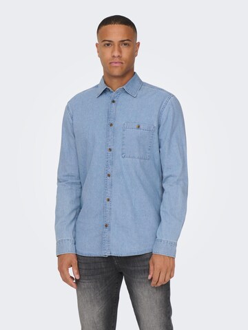 Coupe regular Chemise 'LEX' Only & Sons en bleu