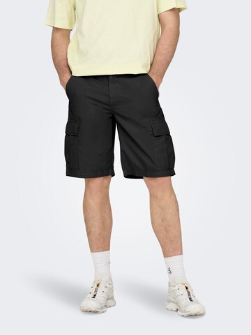 Only & Sonsregular Cargo hlače 'LOC' - crna boja: prednji dio