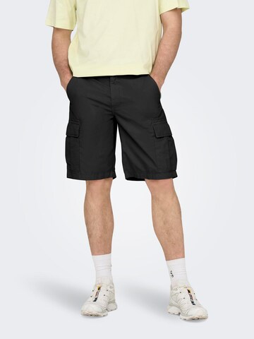 Regular Pantalon cargo 'LOC' Only & Sons en noir : devant