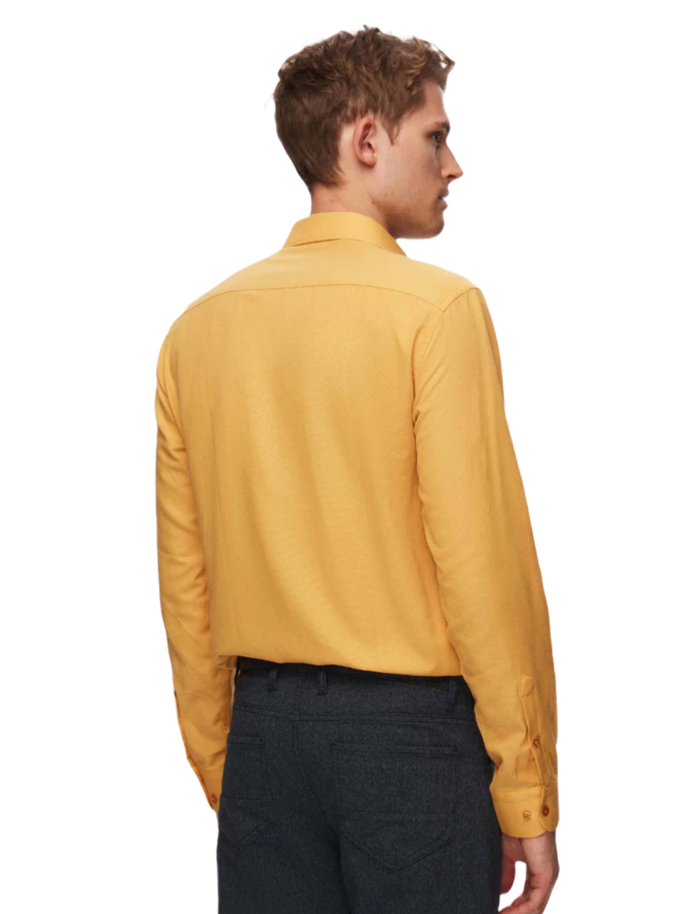 D’S Damat Slim fit Zakelijk overhemd in Geel