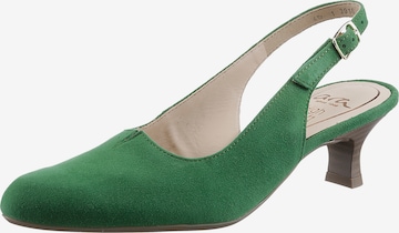 ARA Slingback Pumps in Green: front