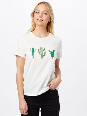 VILA T-shirt 'ROCKSY' i vit: framsida