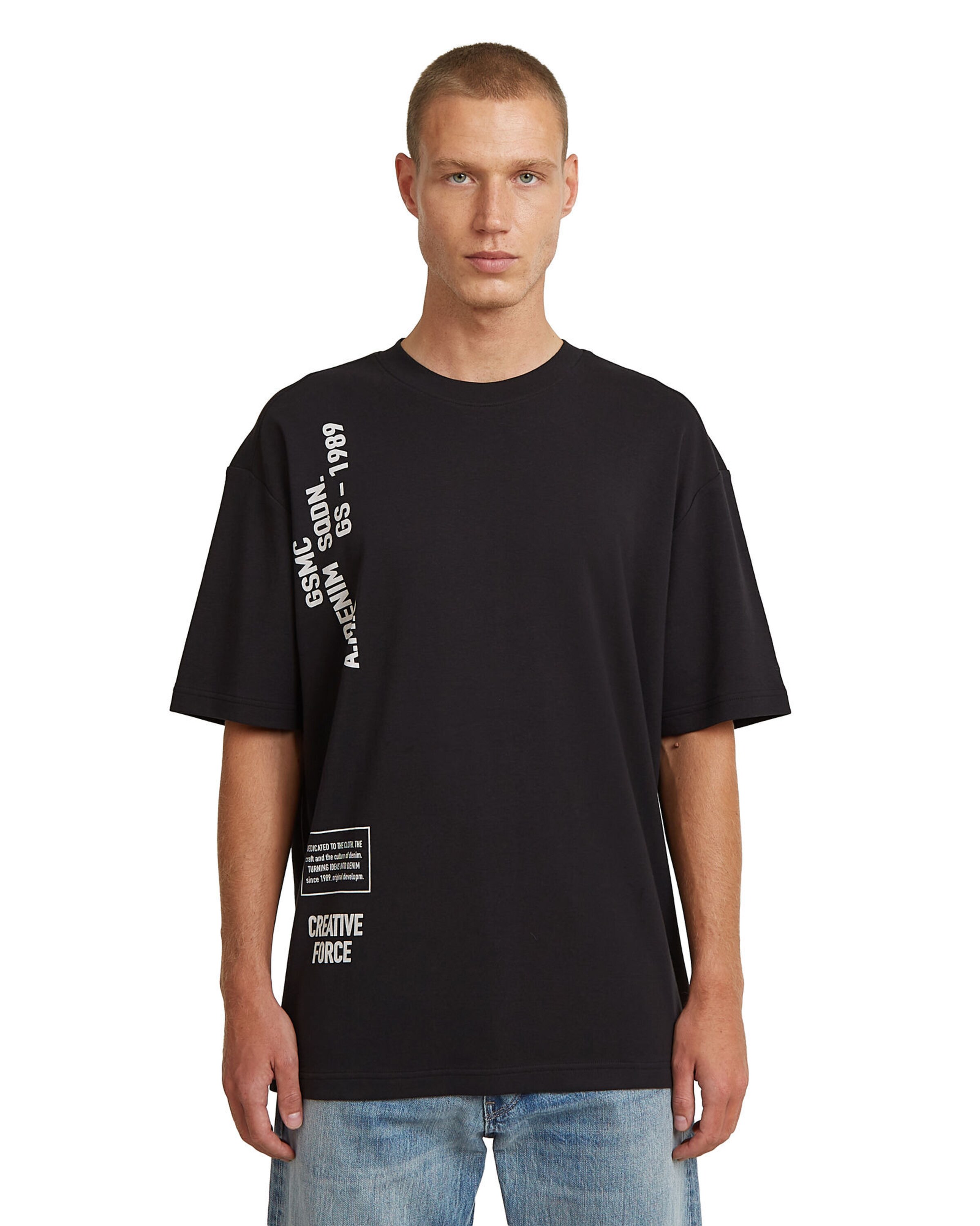 G-STAR Shirt 'Stencil Relaxed' in Black: front