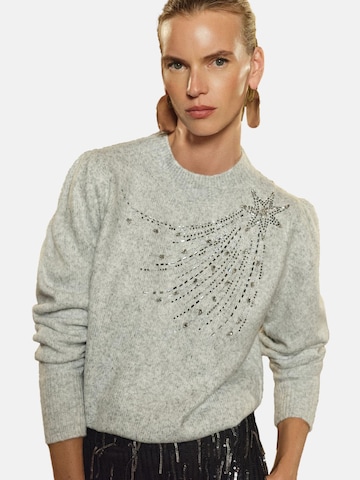 Pull-over love & roses en gris : devant