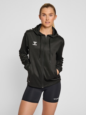 Hummel Athletic Zip-Up Hoodie in Black: front