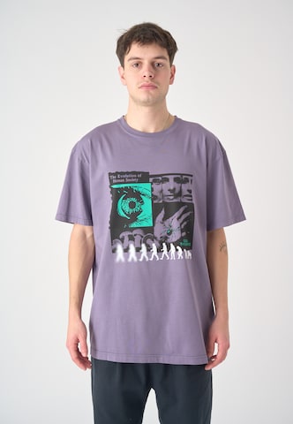 Cleptomanicx T-Shirt 'Evolution' in Lila: predná strana