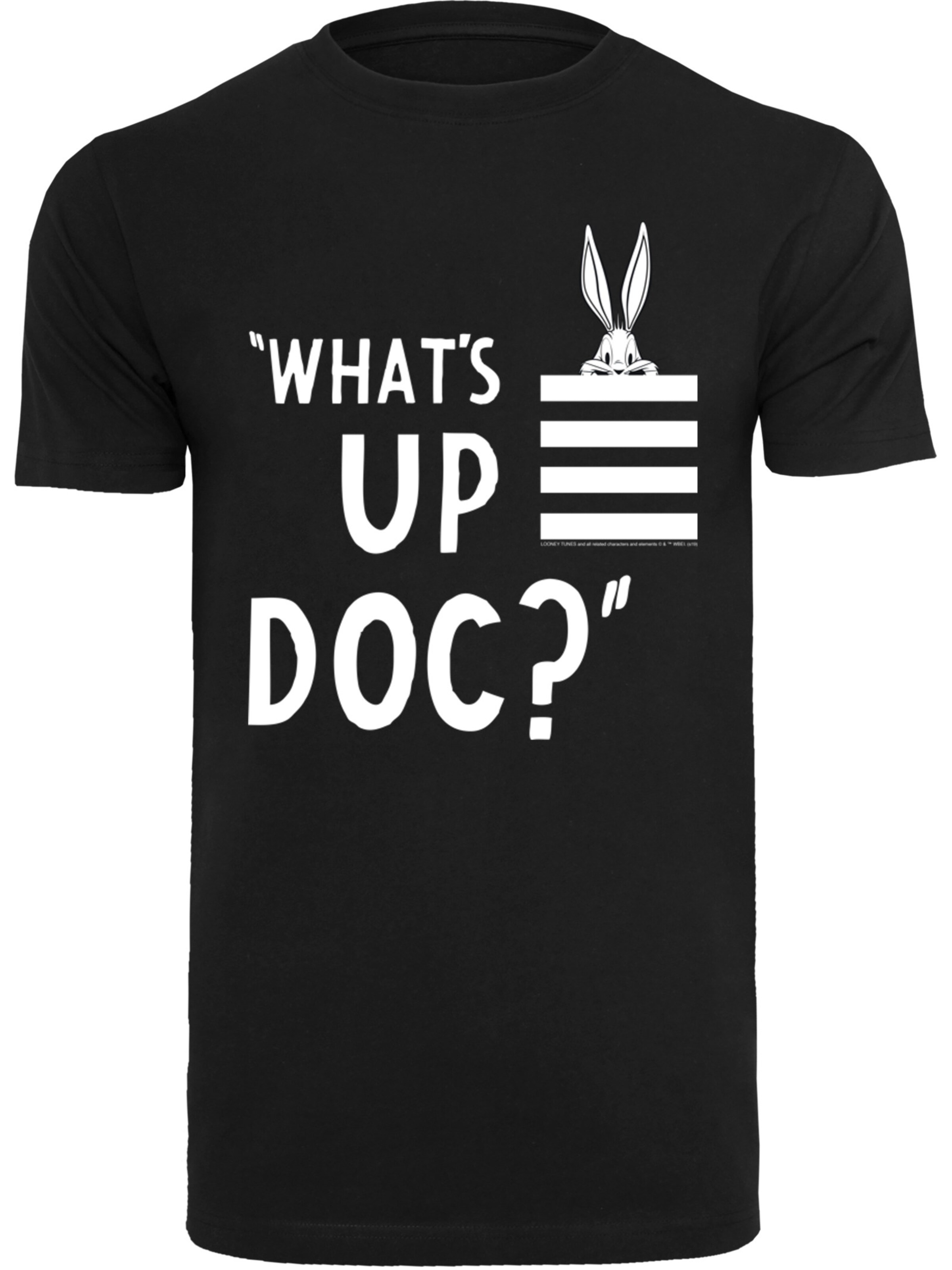 F4NT4STIC Shirt 'Looney Tunes Bugs Bunny What's Up Doc' in Schwarz: Vorderseite