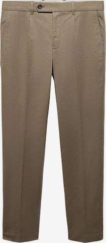 MANGO MAN Slim fit Pleat-Front Pants 'Juno' in Brown: front