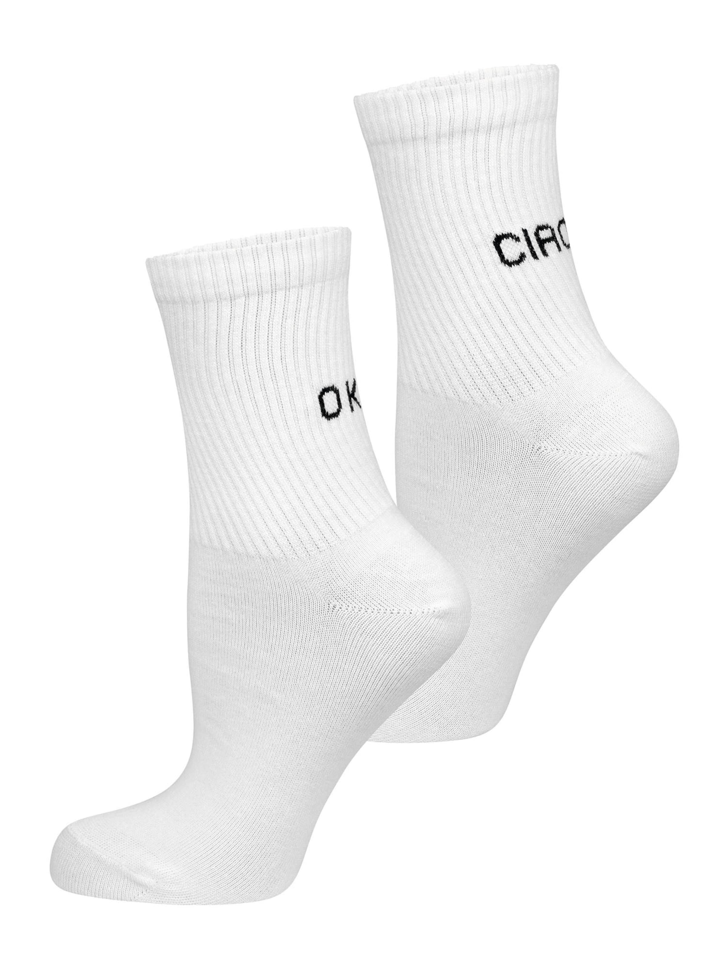 Nur Die Basicsocken ' Good Vibes ' in Weiß: Vorderseite