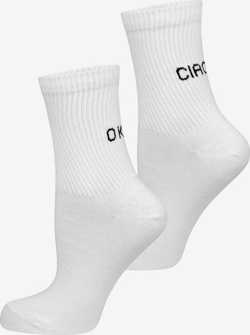 Nur Die Basicsocken ' Good Vibes ' in Weiß: Vorderseite
