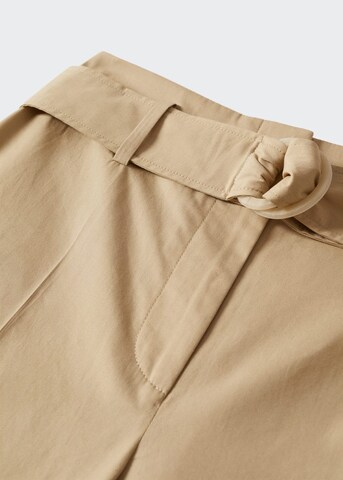 MANGO Wide leg Pressveckad byxa 'Minimal' i beige