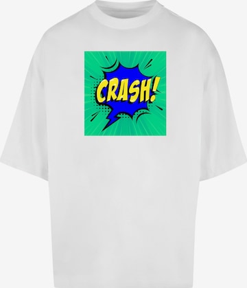 Merchcode Shirt 'CRASH Comic' in Wit: voorkant