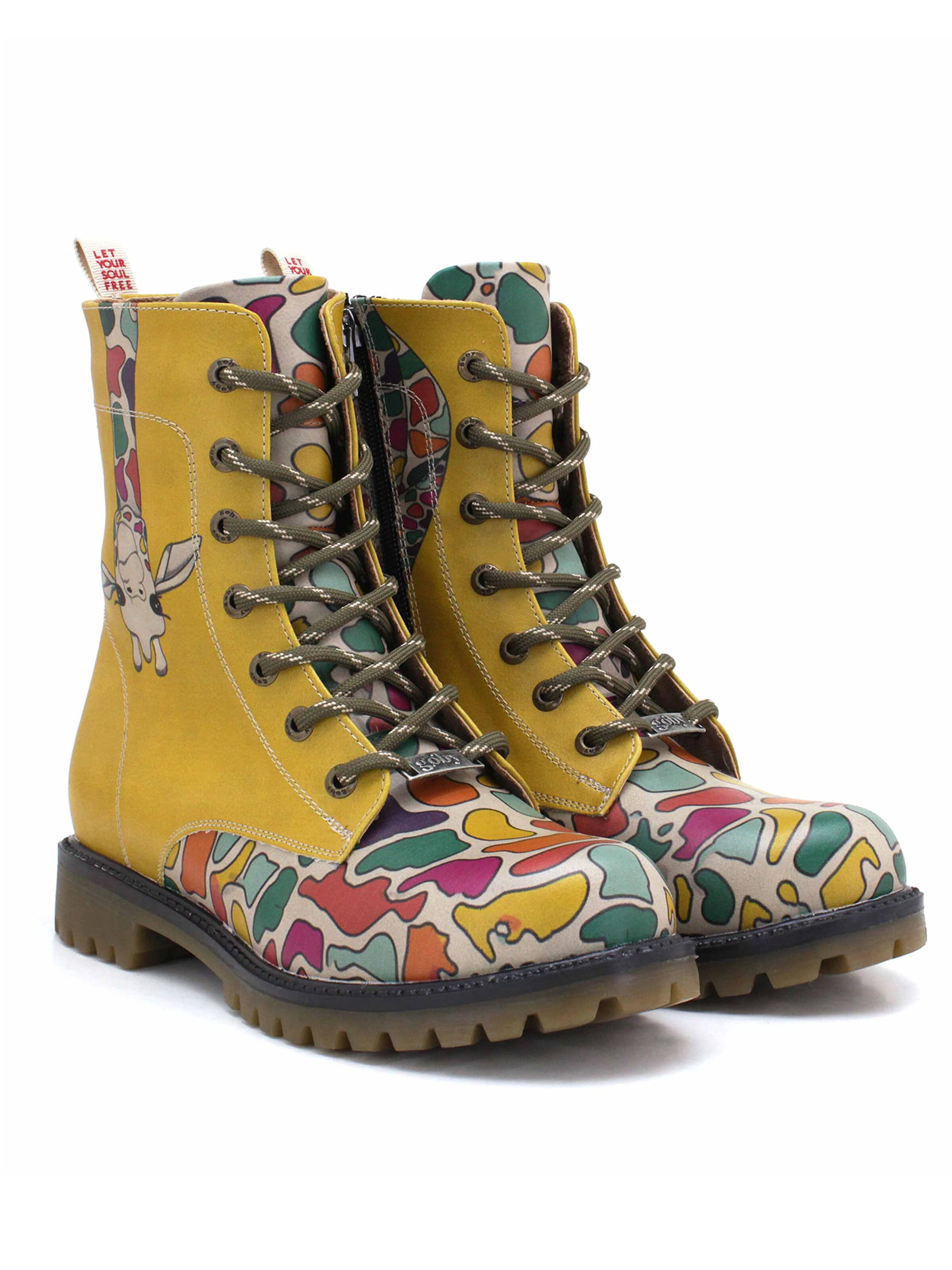Goby Lace-Up Boots 'Goby MAT145' in Yellow