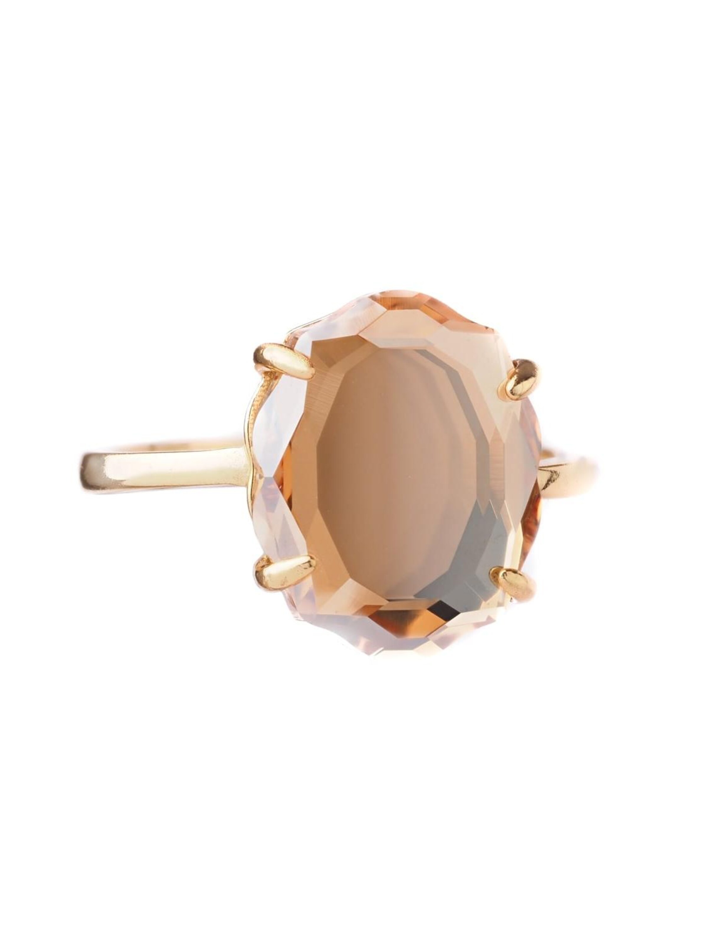 THE GEM STORIES JEWELRY - Anillo 'Golden Shadow Baroque Ring – Gold Plated' en marrón