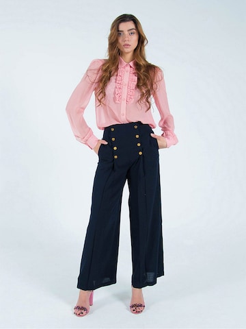 Rua & Rua Wide Leg Bundfaltenhose in Blau