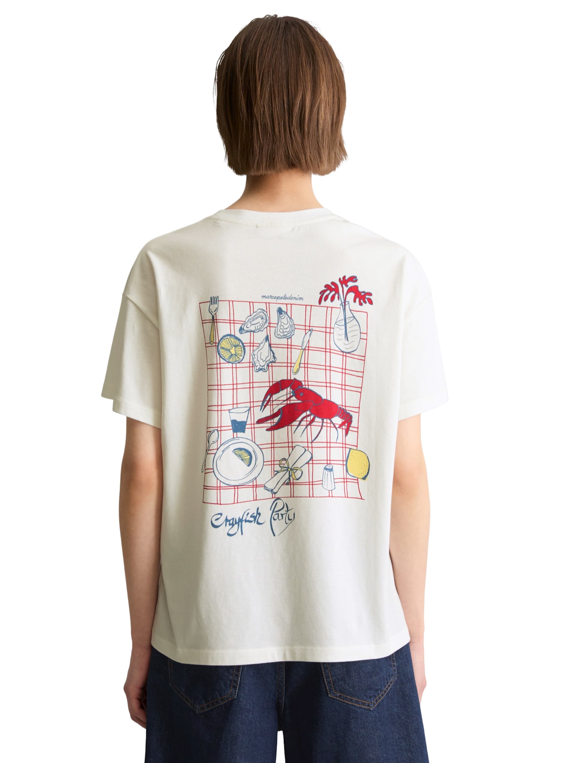 Tricou de la Marc O'Polo DENIM pe alb: față