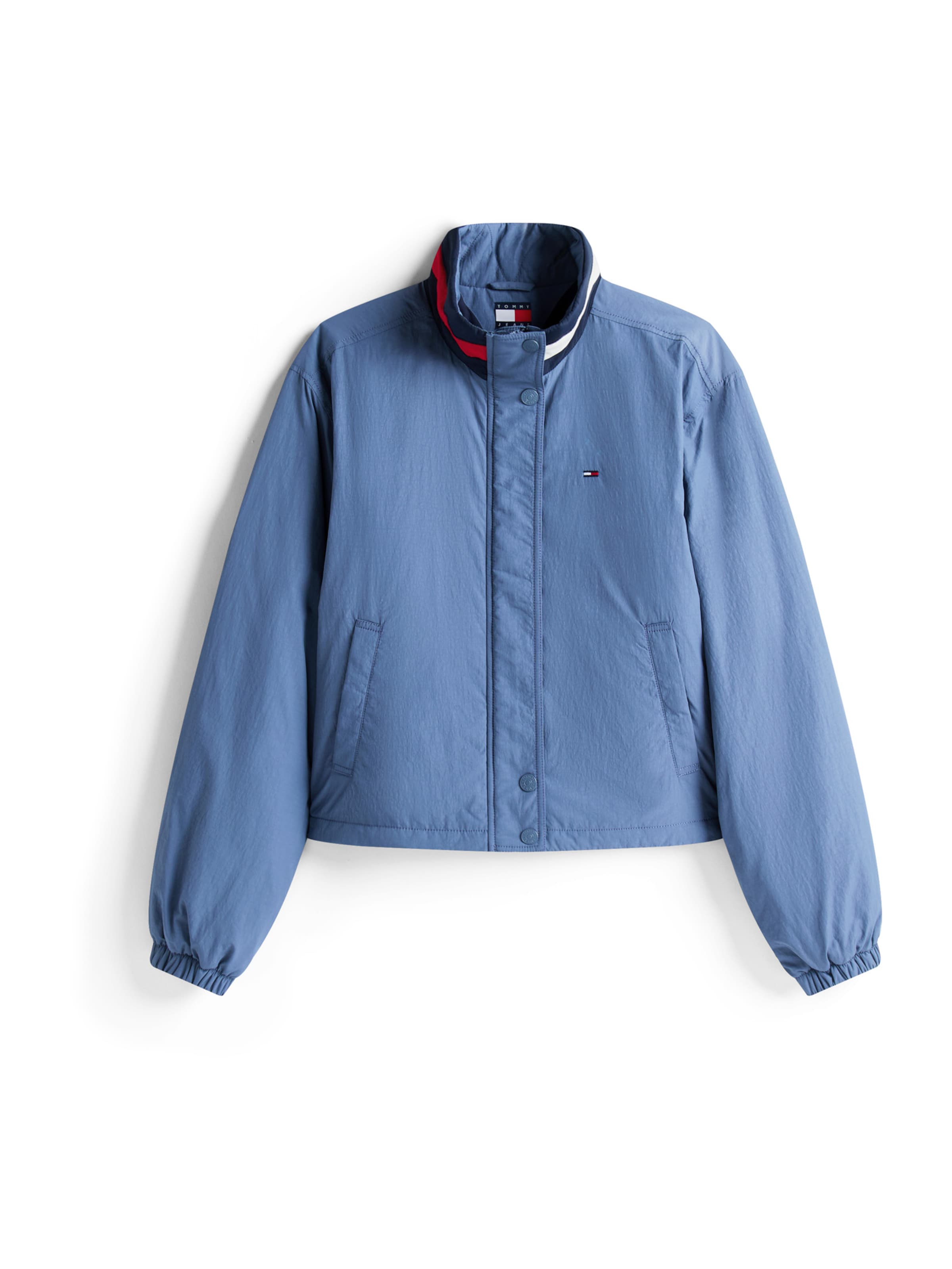 Tommy Jeans Φθινοπωρινό και ανοιξιάτικο μπουφάν σε μπλε: μπροστά