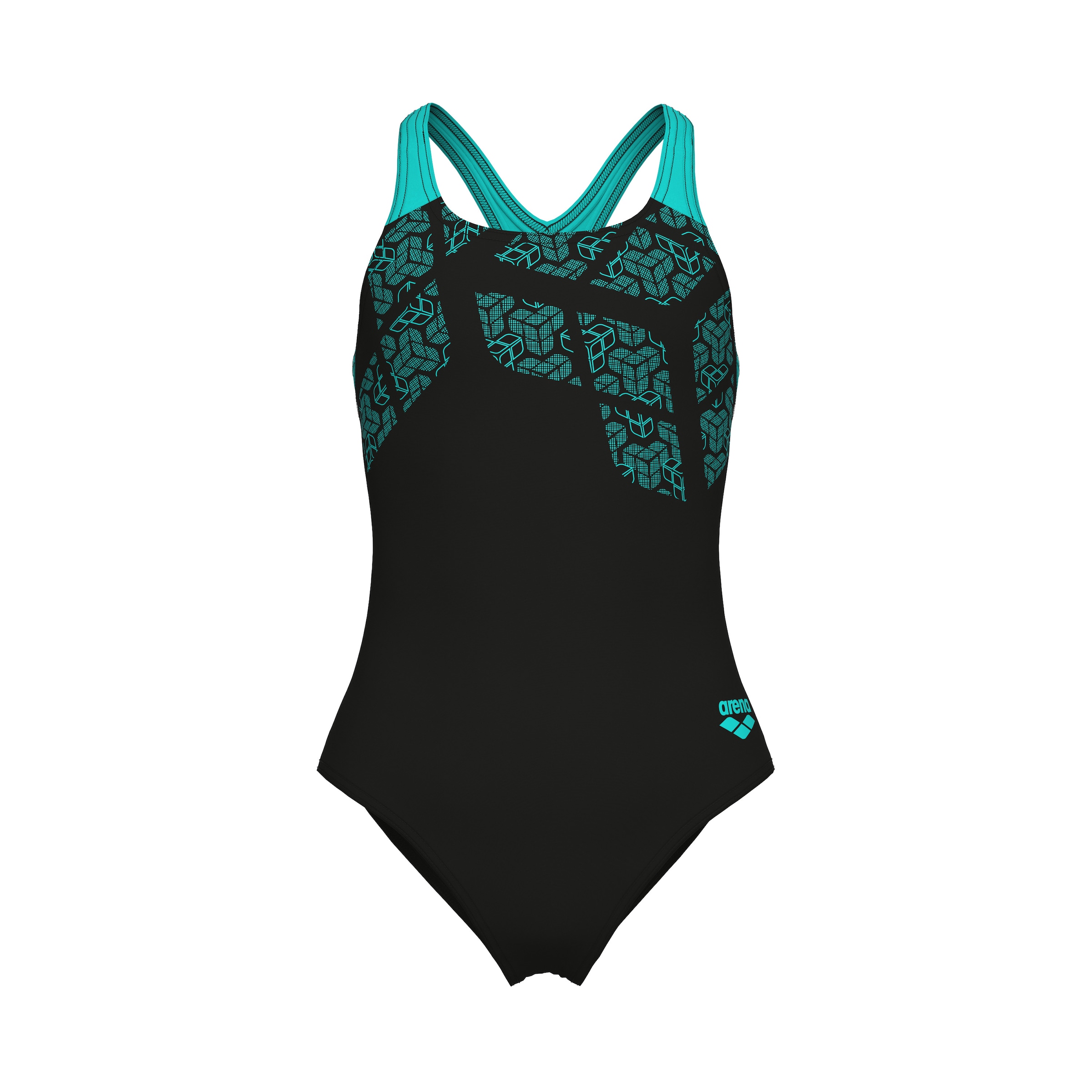 ARENA Athletic Swimwear in Black: front