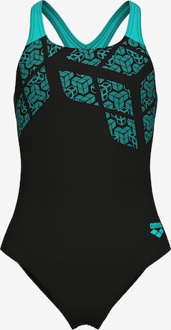 ARENA Athletic Swimwear in Black: front