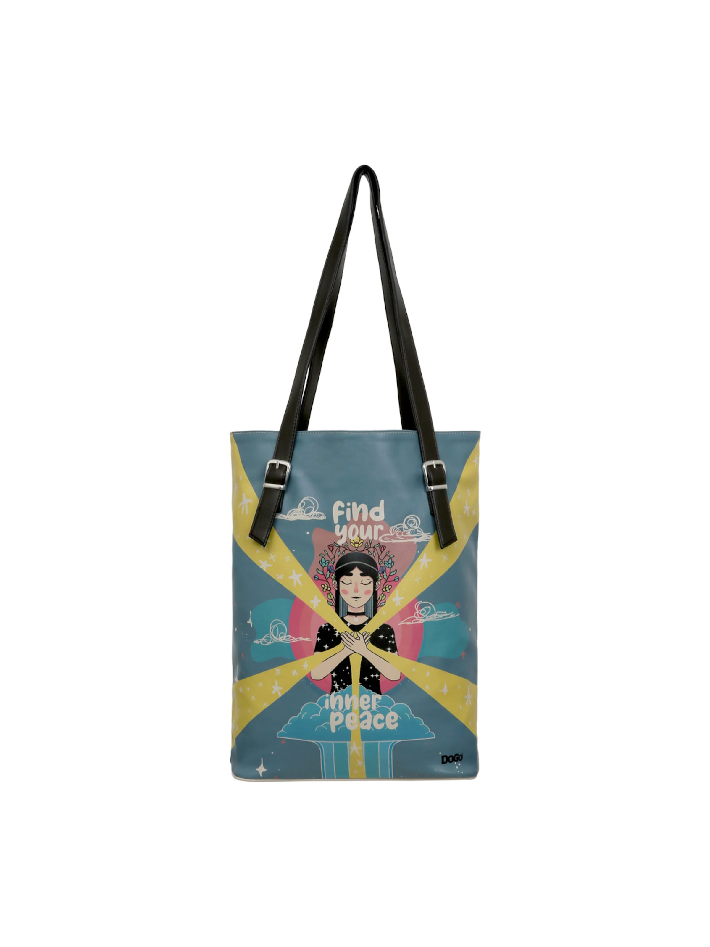 DOGO Umhängetasche 'DOGO Umhängetasche Tall Bag - Find Your Inner Peace'‌‌‌‌‌‌‌ in Blau: Vorderseite