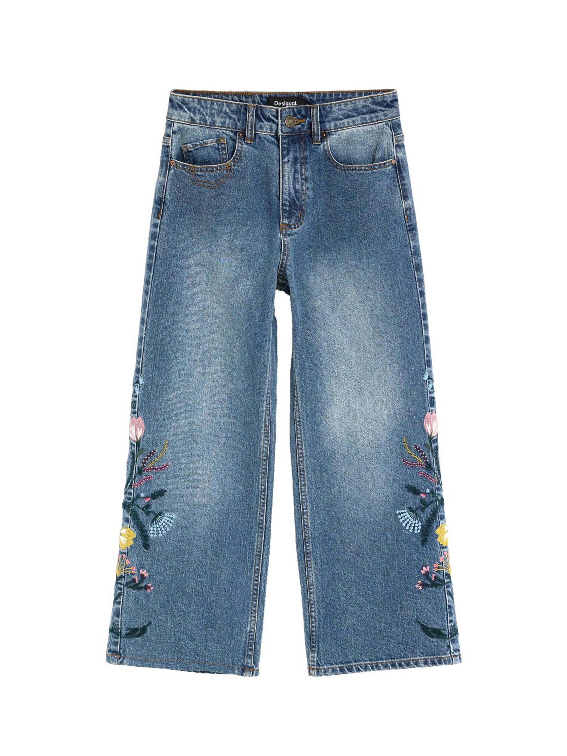 Desigual Wide leg Jeans 'Flower' i blå: framsida