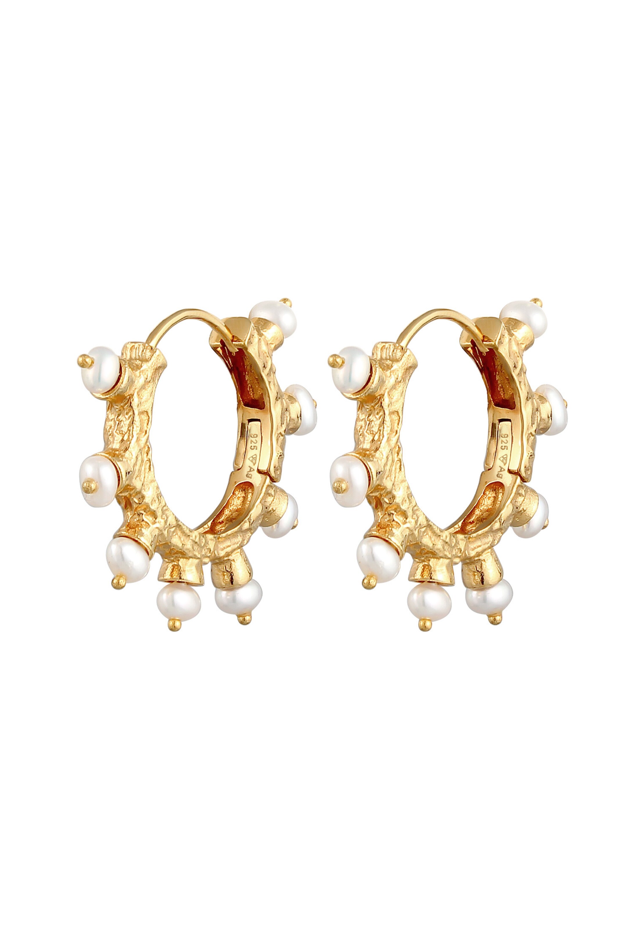Boucles d'oreilles 'Sun of Pearls' Haze&Glory en or : devant