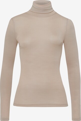 T-shirt ' Woolen Silk ' Hanro en beige : devant