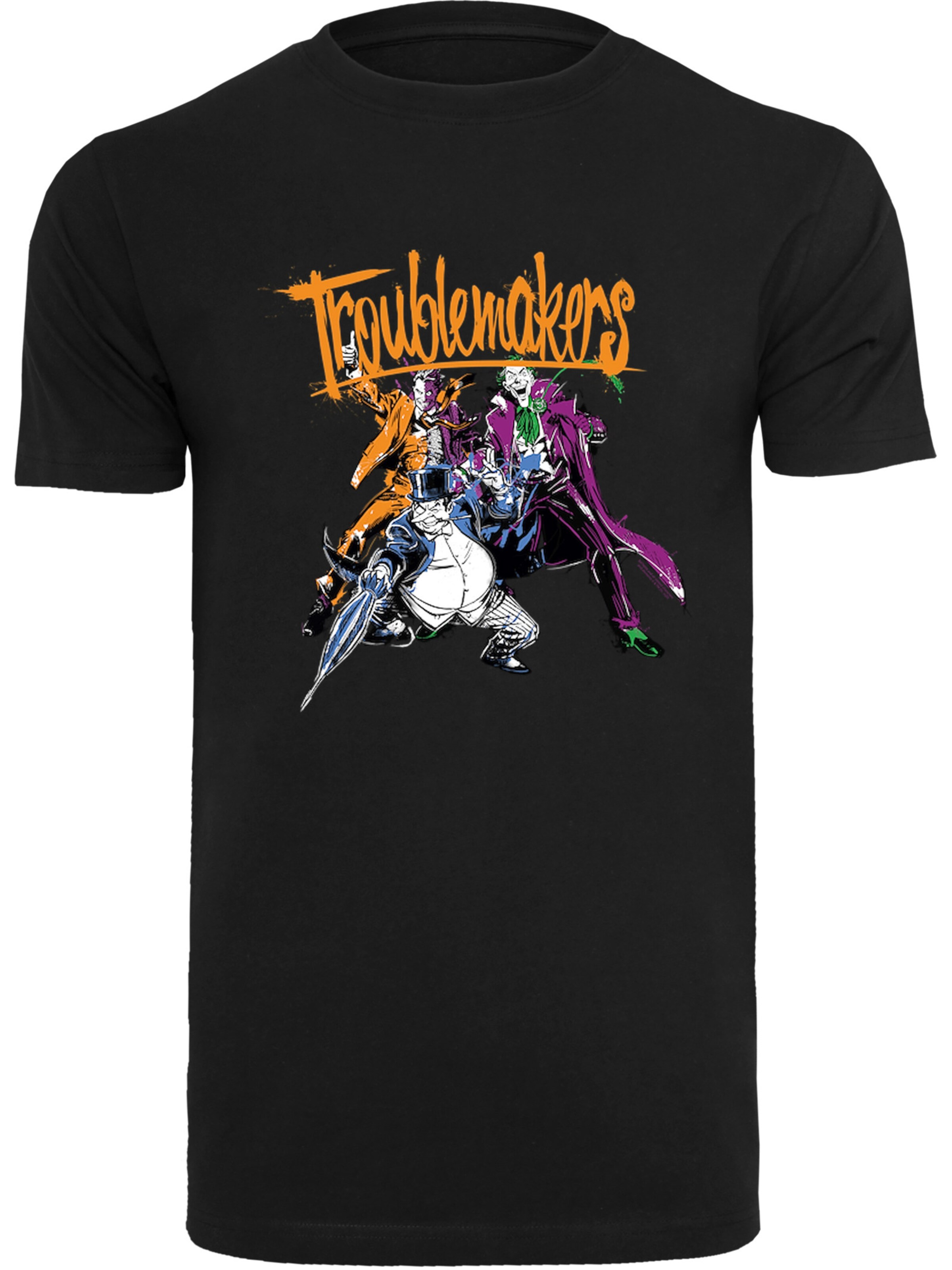 F4NT4STIC Shirt 'DC Comics Batman Troublemakers' in Zwart: voorkant