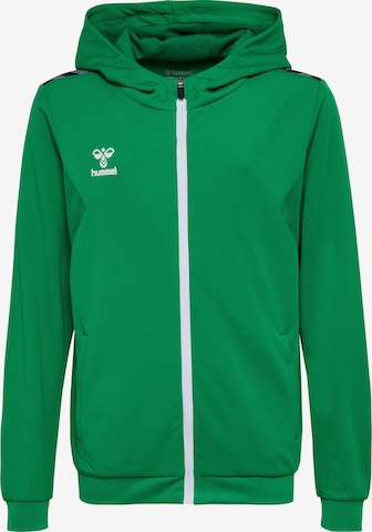Hummel Athletic Zip-Up Hoodie 'AUTHENTIC PL' in Green: front