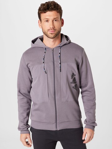 ADIDAS SPORTSWEAR Sports sweat jacket 'Essentials Brandlove Fleece ' in Grey: front