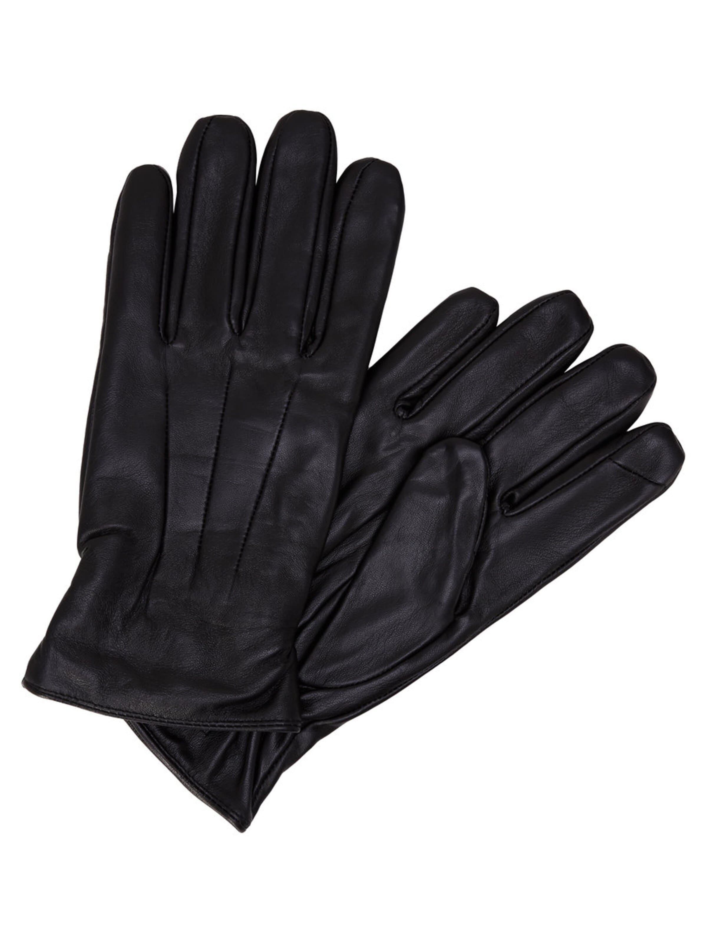 JACK & JONES - Guantes con dedos 'JACMONTANA LEATHER GLOVES NOOS' en negro