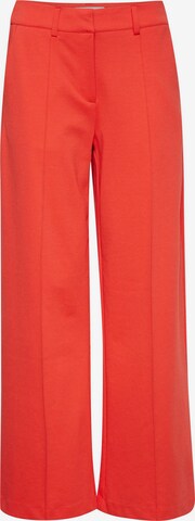 Pantaloni con piega frontale 'KATE' di ICHI in rosso: frontale