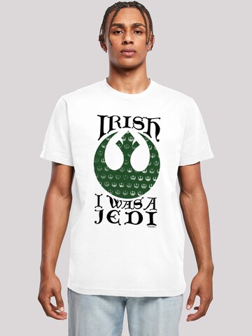 F4NT4STIC Shirt 'Star Wars Irish I Was A Jedi' in Wit: voorkant