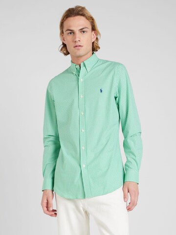 Polo Ralph Lauren Слим Рубашка в Зеленый: спереди