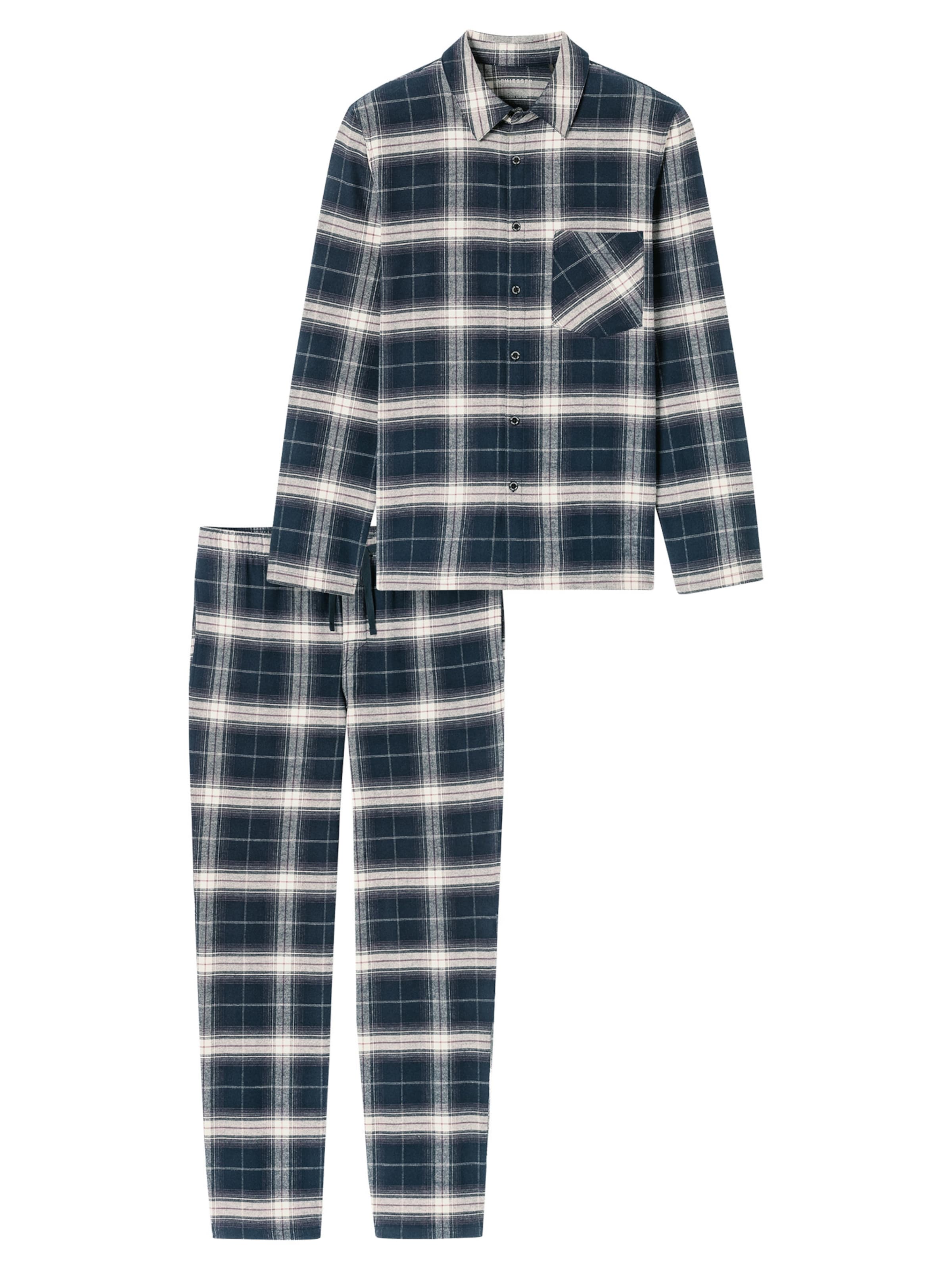 SCHIESSER - Pijama largo 'Selected Premium Warming' en azul: frente