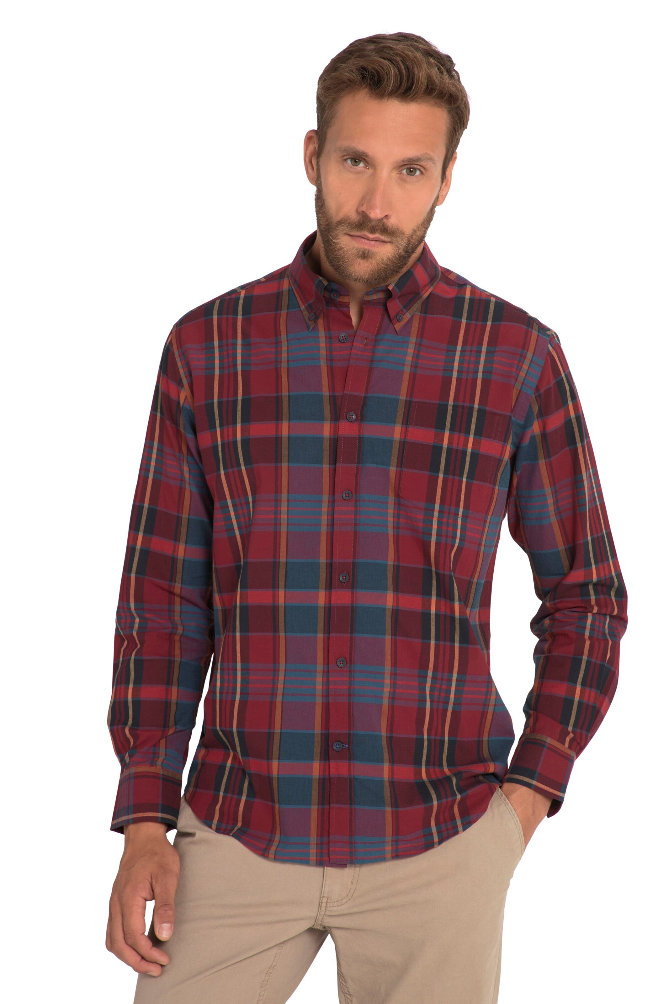 JP1880 Regular Fit Hemd in Rot: Vorderseite