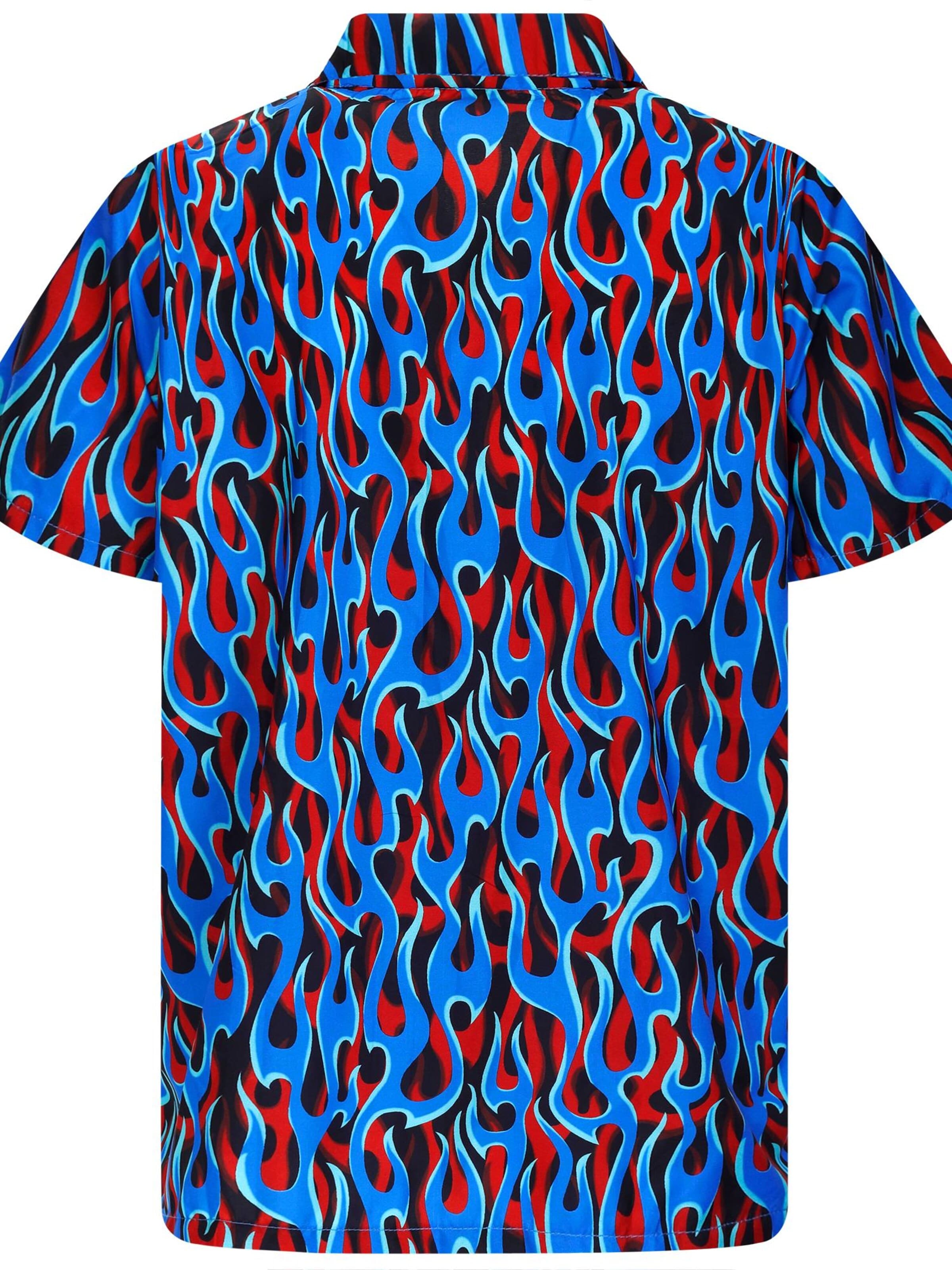 Maglietta 'Flames Allover' di King Kameha in blu