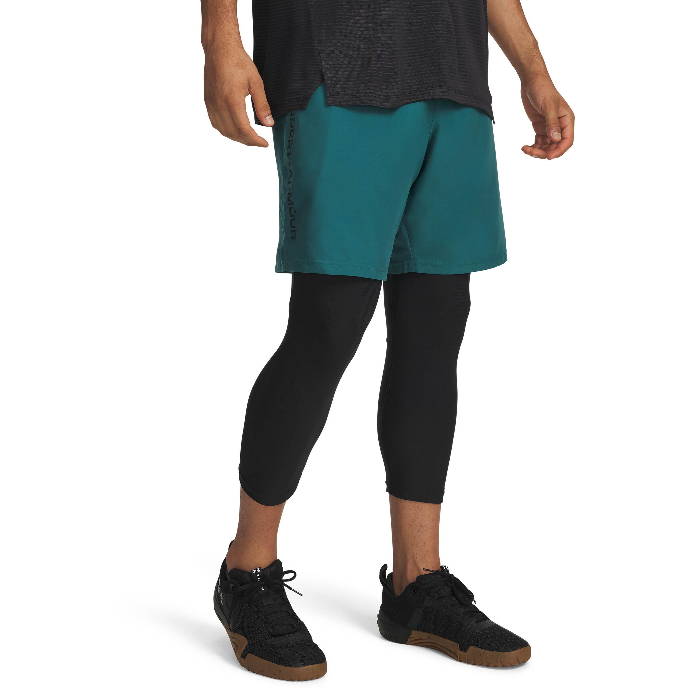 UNDER ARMOUR Regular Sportbroek 'Woven Wordmark' in Groen: voorkant