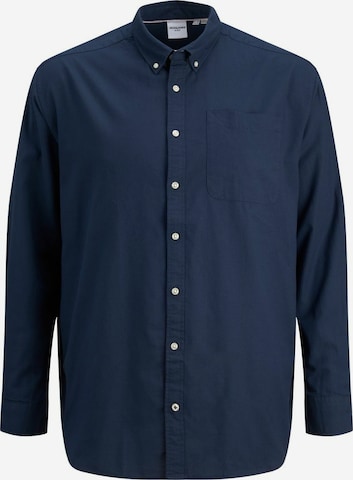 Jack & Jones Plus - Regular Fit Camisa 'Oxford' em azul: frente