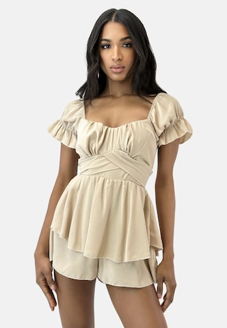 Elara Jumpsuit in Beige: Vorderseite