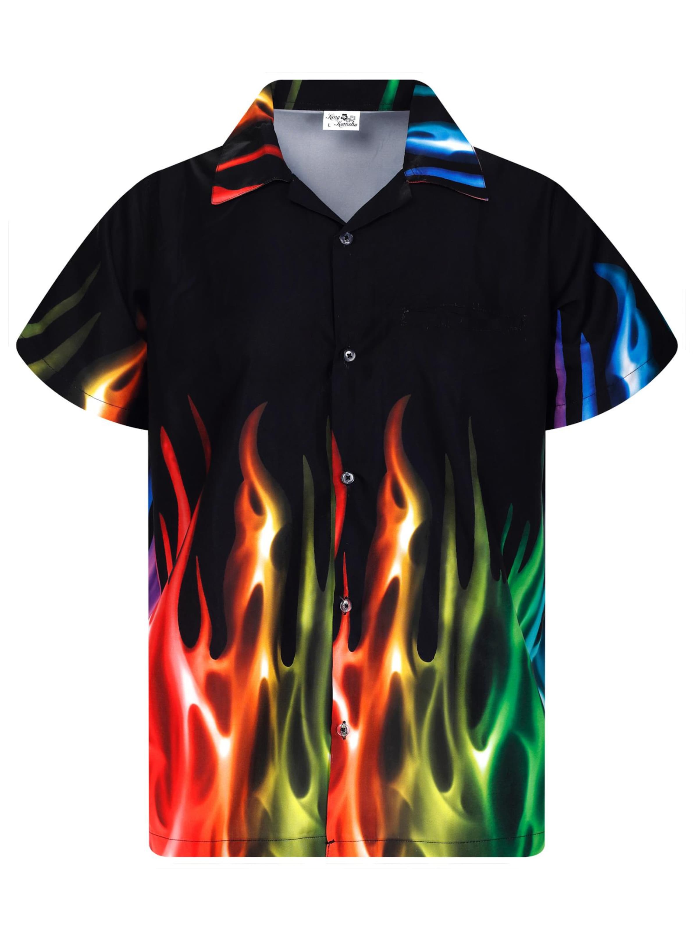 King Kameha Shirt 'Flames' in Mixed colors: front