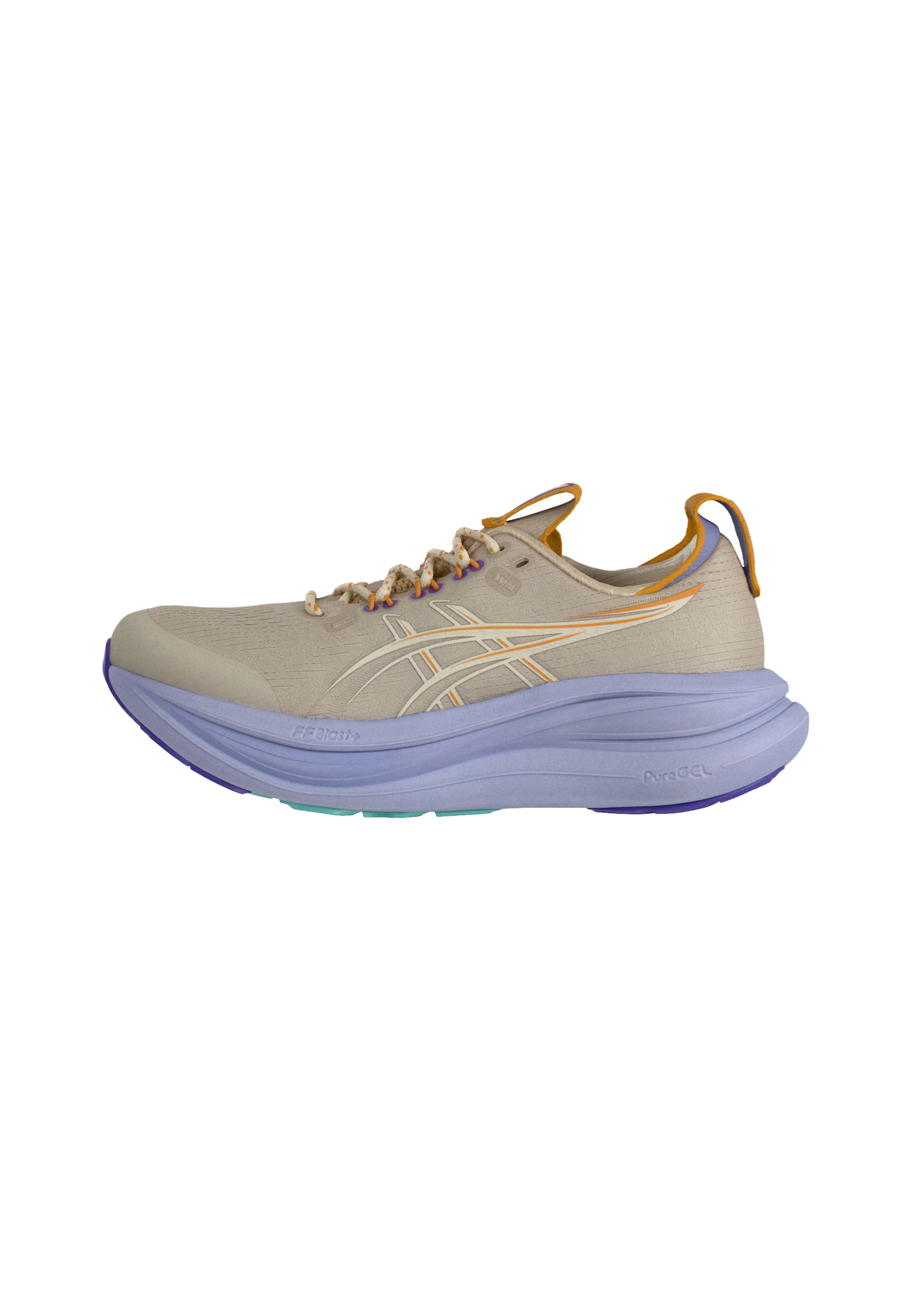 ASICS Tenisice za trčanje 'GEL-NIMBUS 28' veličine 39 u boja pijeska / pijesak / svijetloplava / narančasta, Pregled proizvoda
