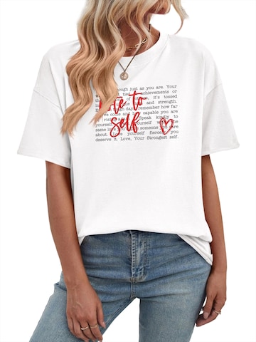 GORHEY Shirt 'Women's Casual Short-Sleeve Shirt with Letter Print'‌‌‌‌‌ in Weiß: Vorderseite