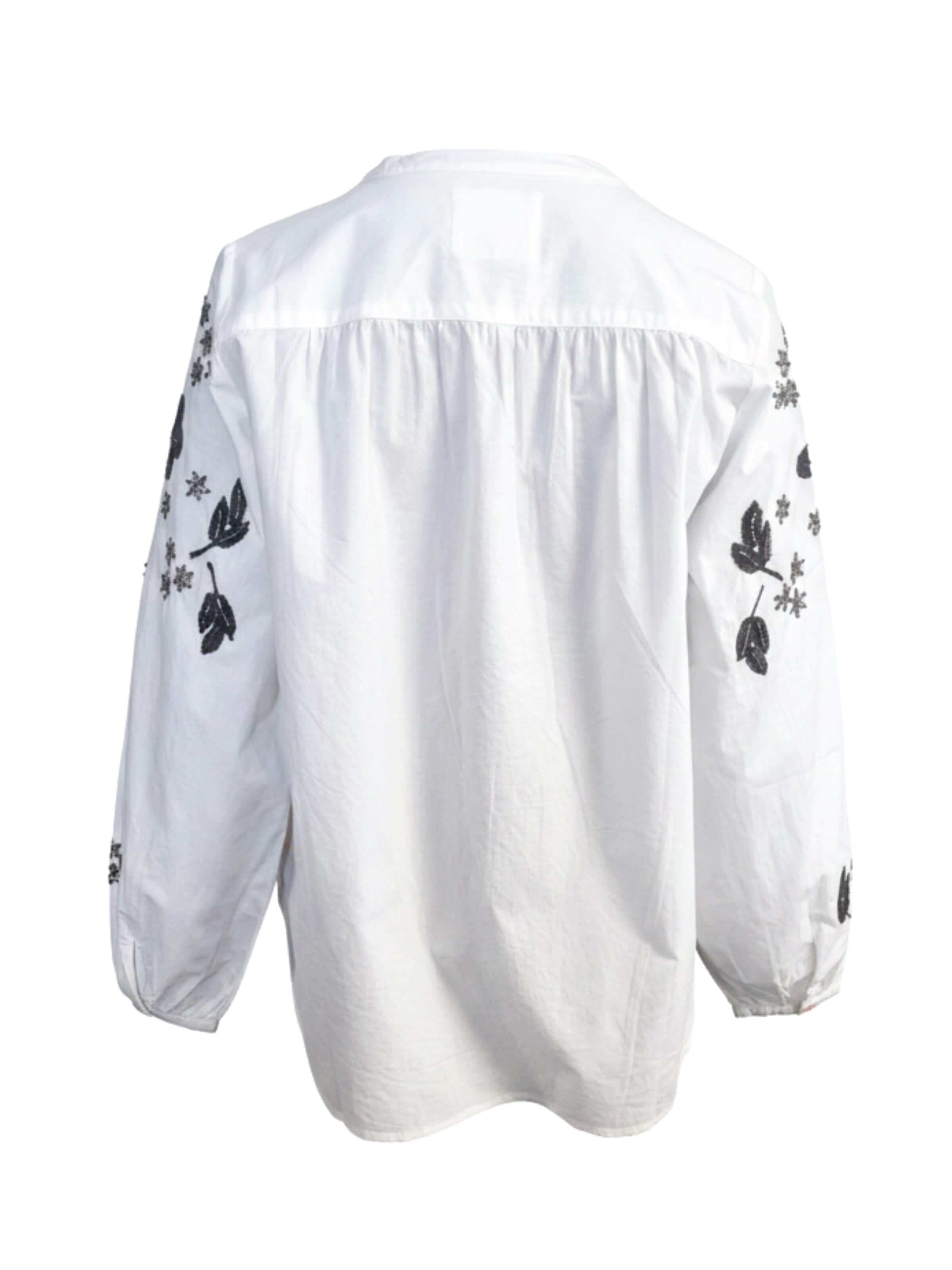 Chemisier 'Damenbluse mit Stickerei Blumen aus reiner Baumwolle - GesaC' LIKS. Munich en blanc